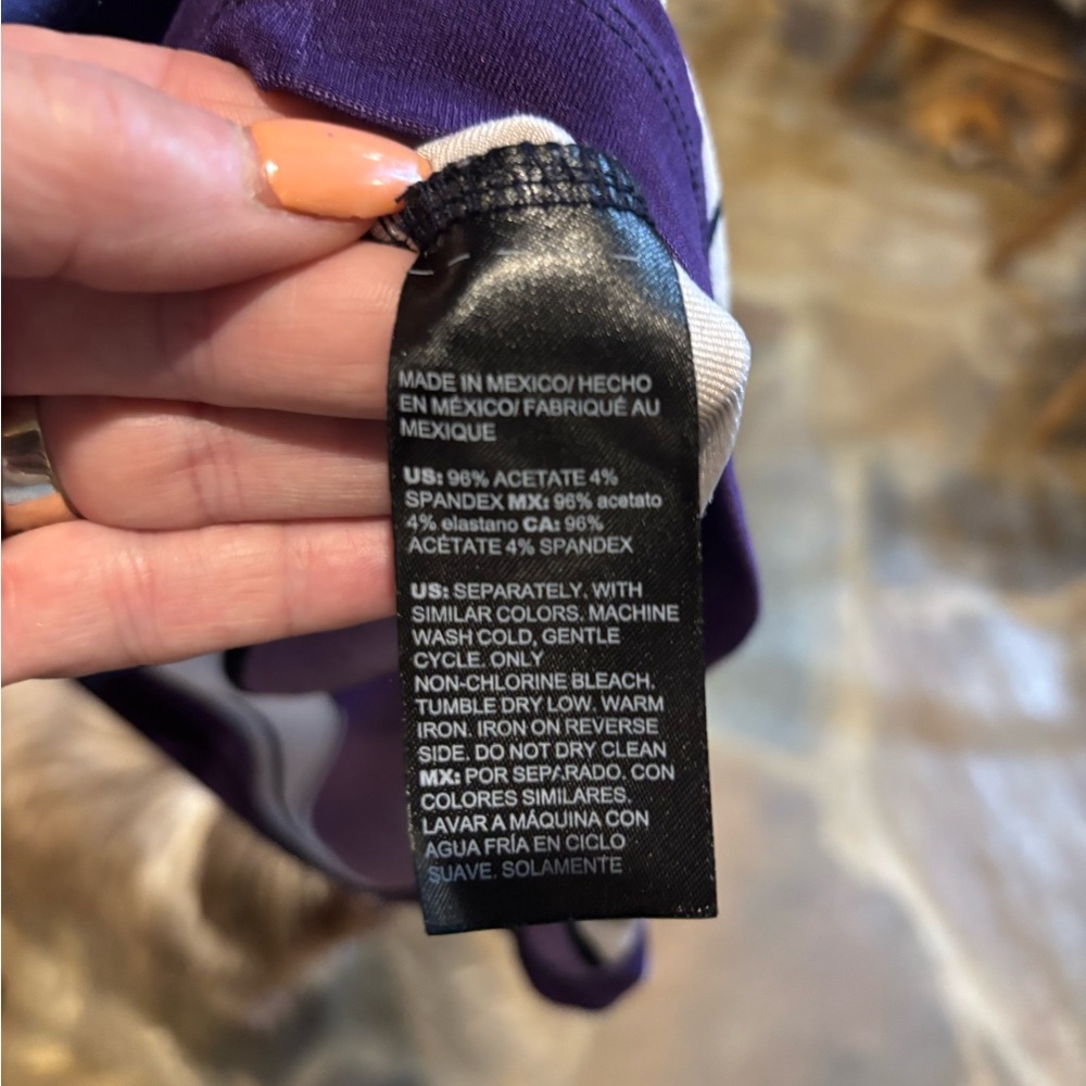 Chico's Blue and Purple Abstract Travelers Blouse - Picture 4 of 5